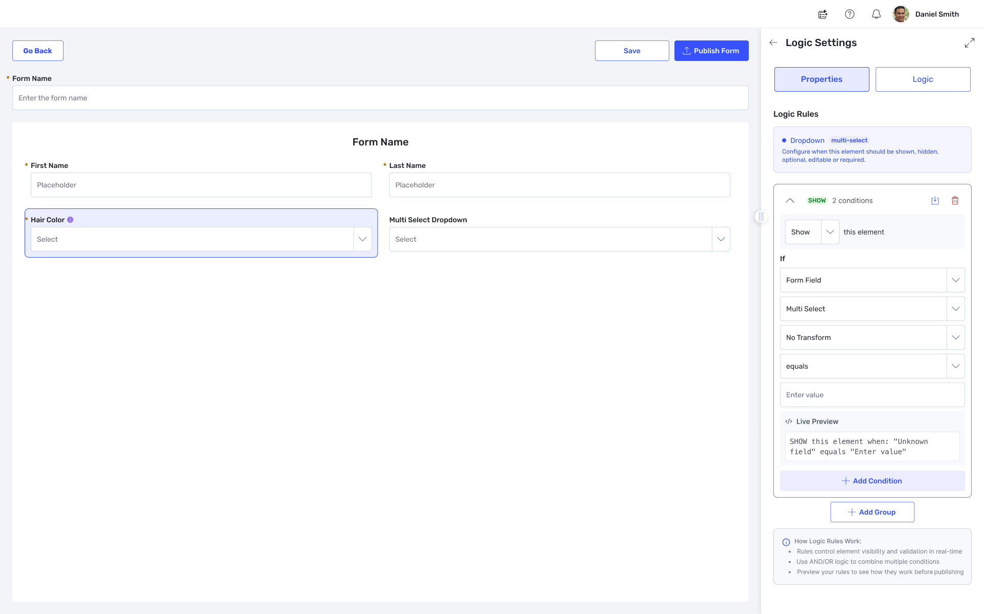 Form Builder Interface 2